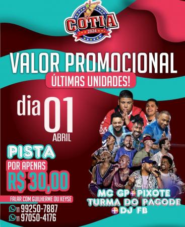 Cotia terá show inédito dia 01 de abril, véspera de feriado