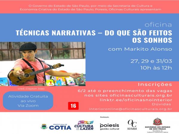 Inscrições abertas para diversas oficinas culturais oferecidas em parceria com a Poiesis